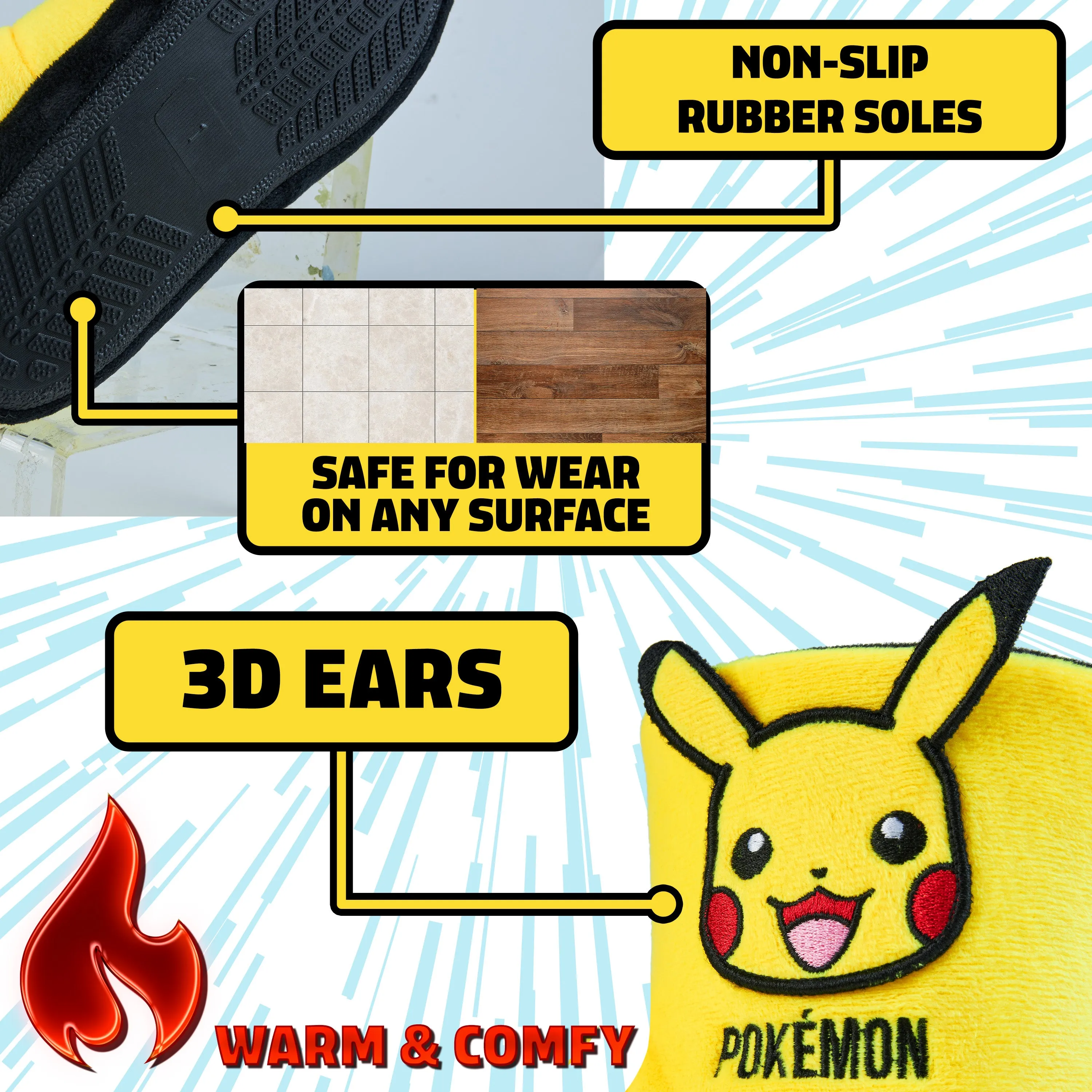 Pokemon Boys Slippers, Pikachu Bulbasaur Soft Kids Shoes, Pokemon Gifts for Boys