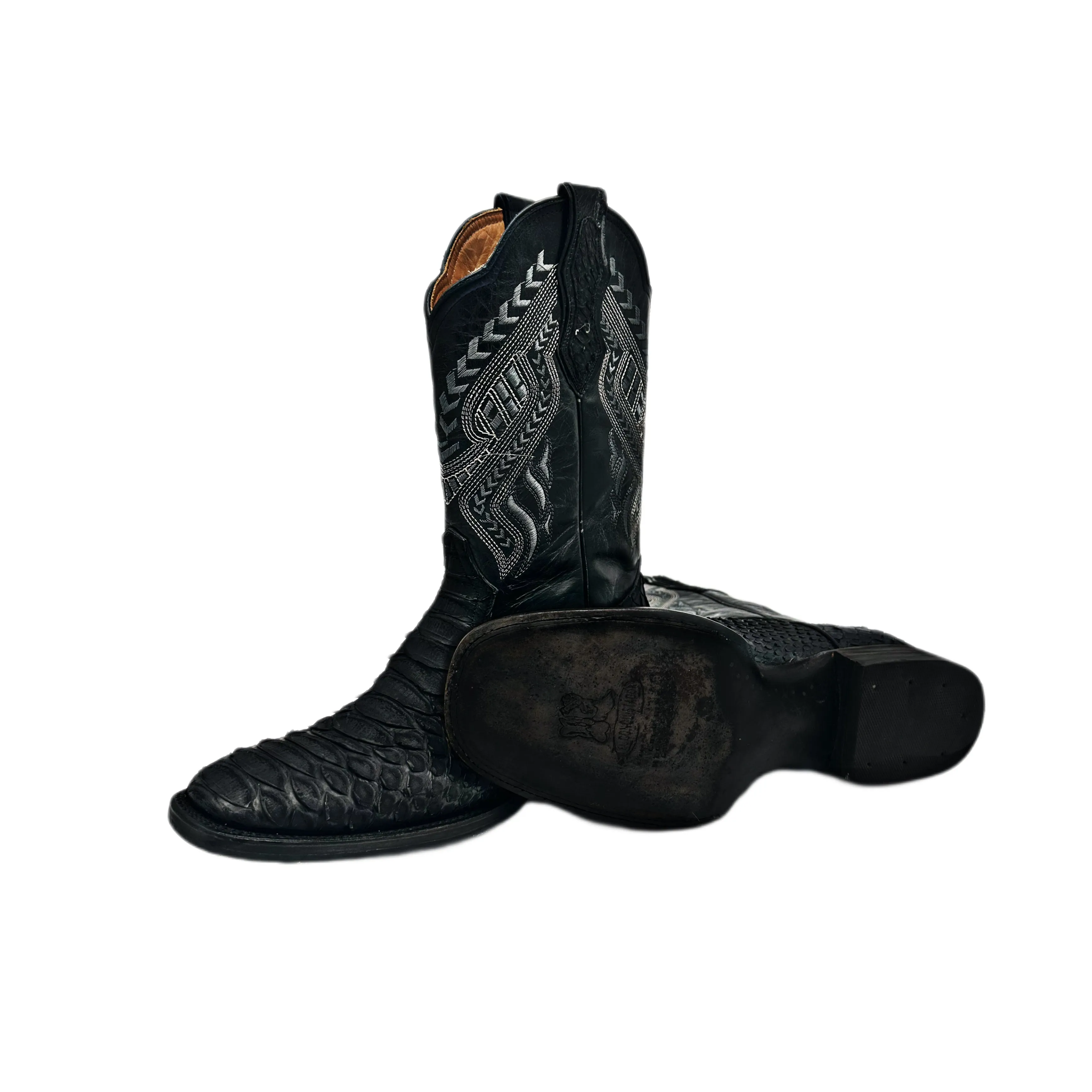 Python Skin Bulldog Toe Western Boot
