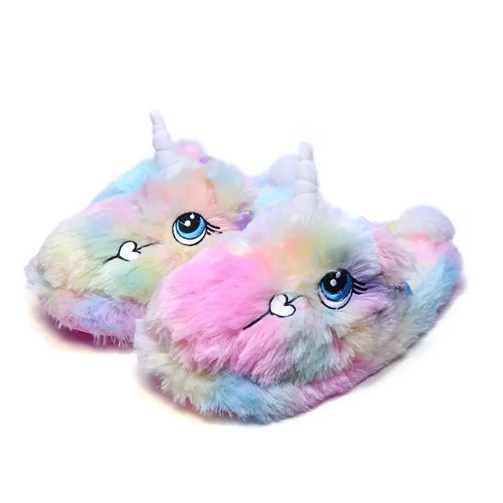 Rainbow Unicorn Plush Slippers