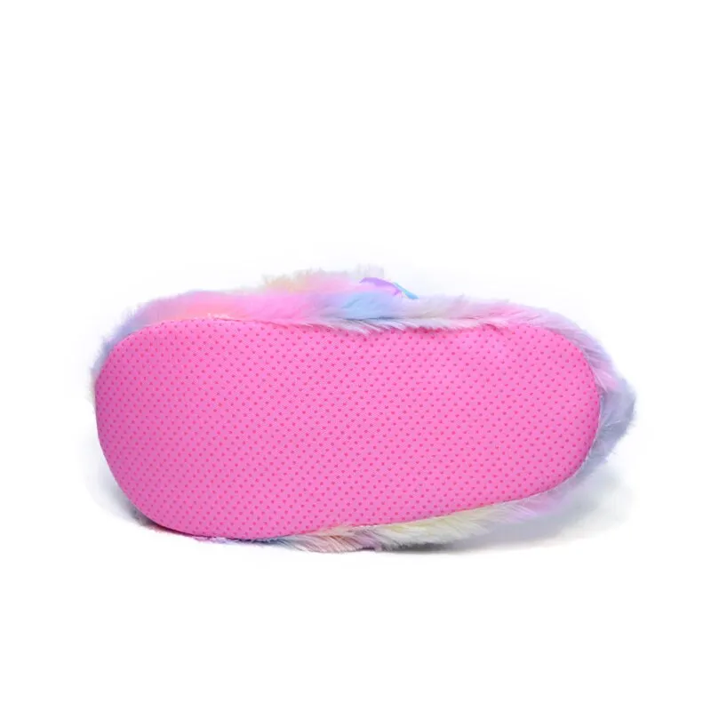 Rainbow Unicorn Plush Slippers