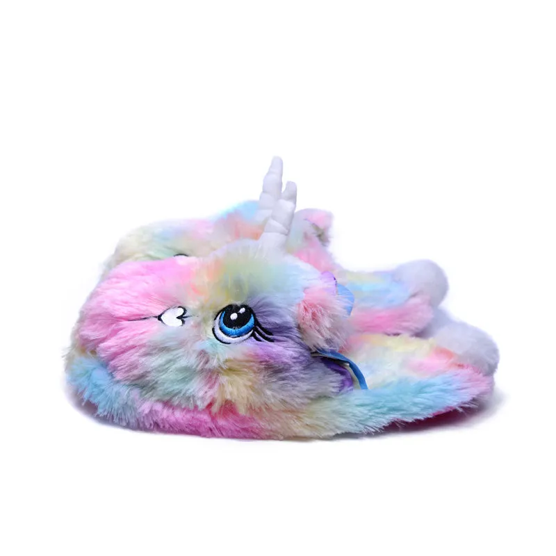 Rainbow Unicorn Plush Slippers