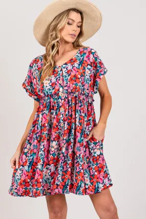 SAGE   FIG Floral Button Down Short Sleeve Mini Dress
