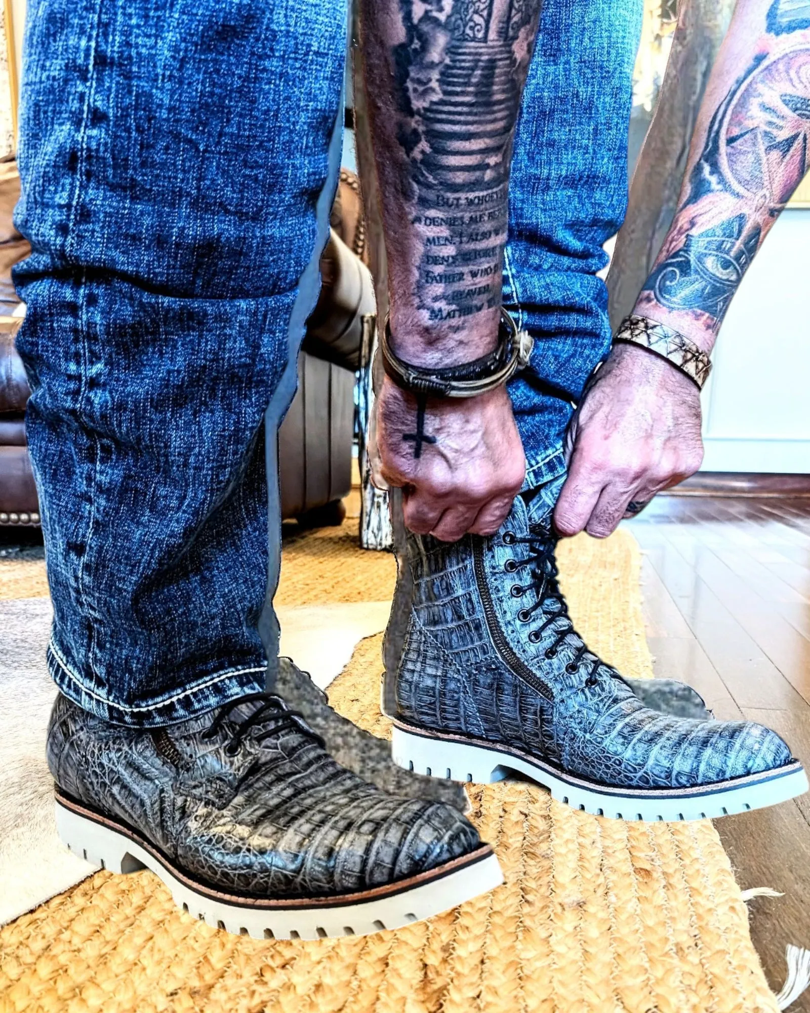 Sobèk's Gray Ice Zipper Alligator Boots