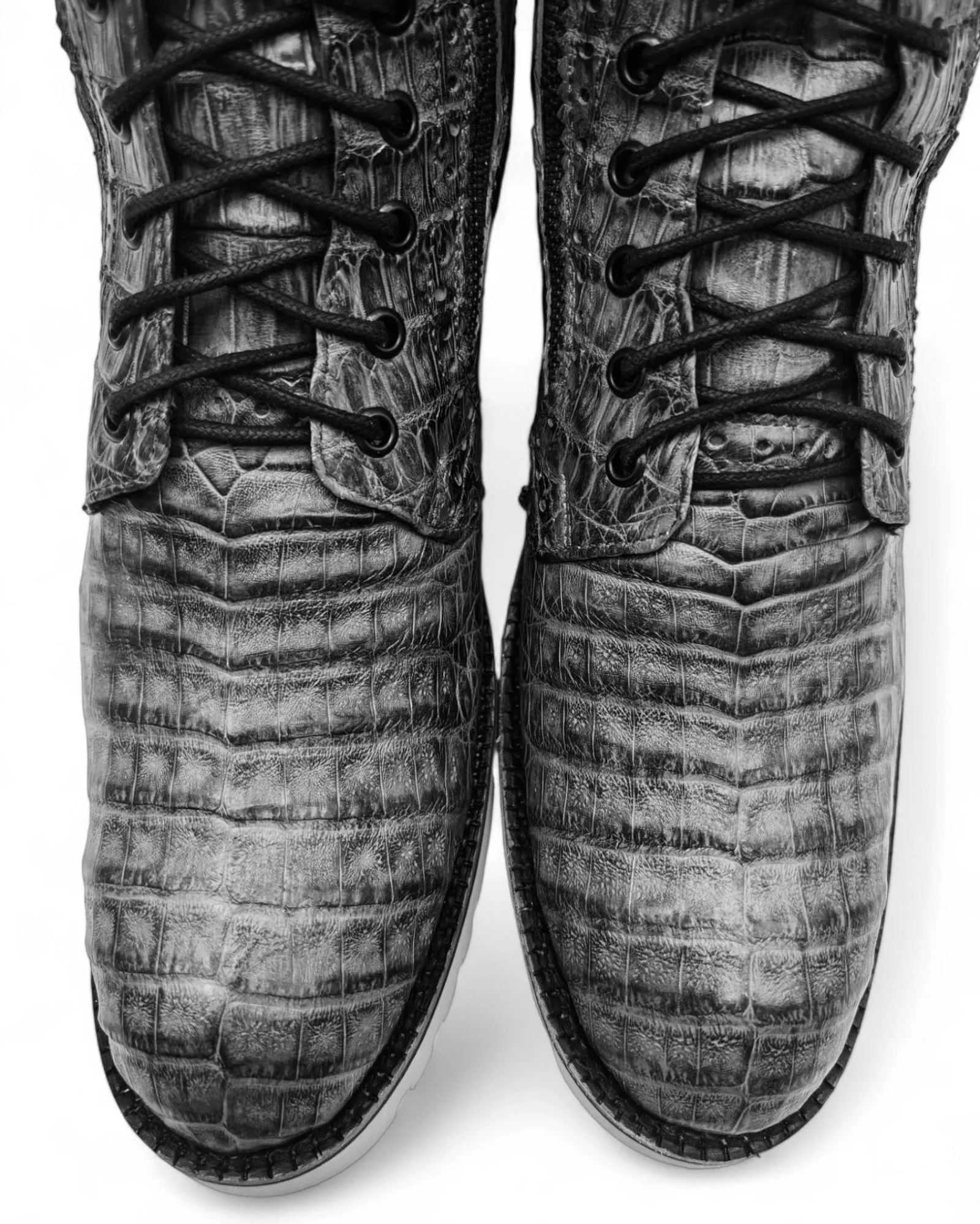 Sobèk's Gray Ice Zipper Alligator Boots