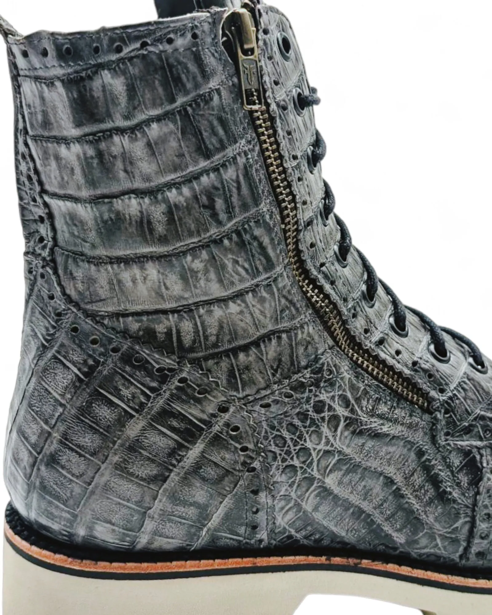 Sobèk's Gray Ice Zipper Alligator Boots