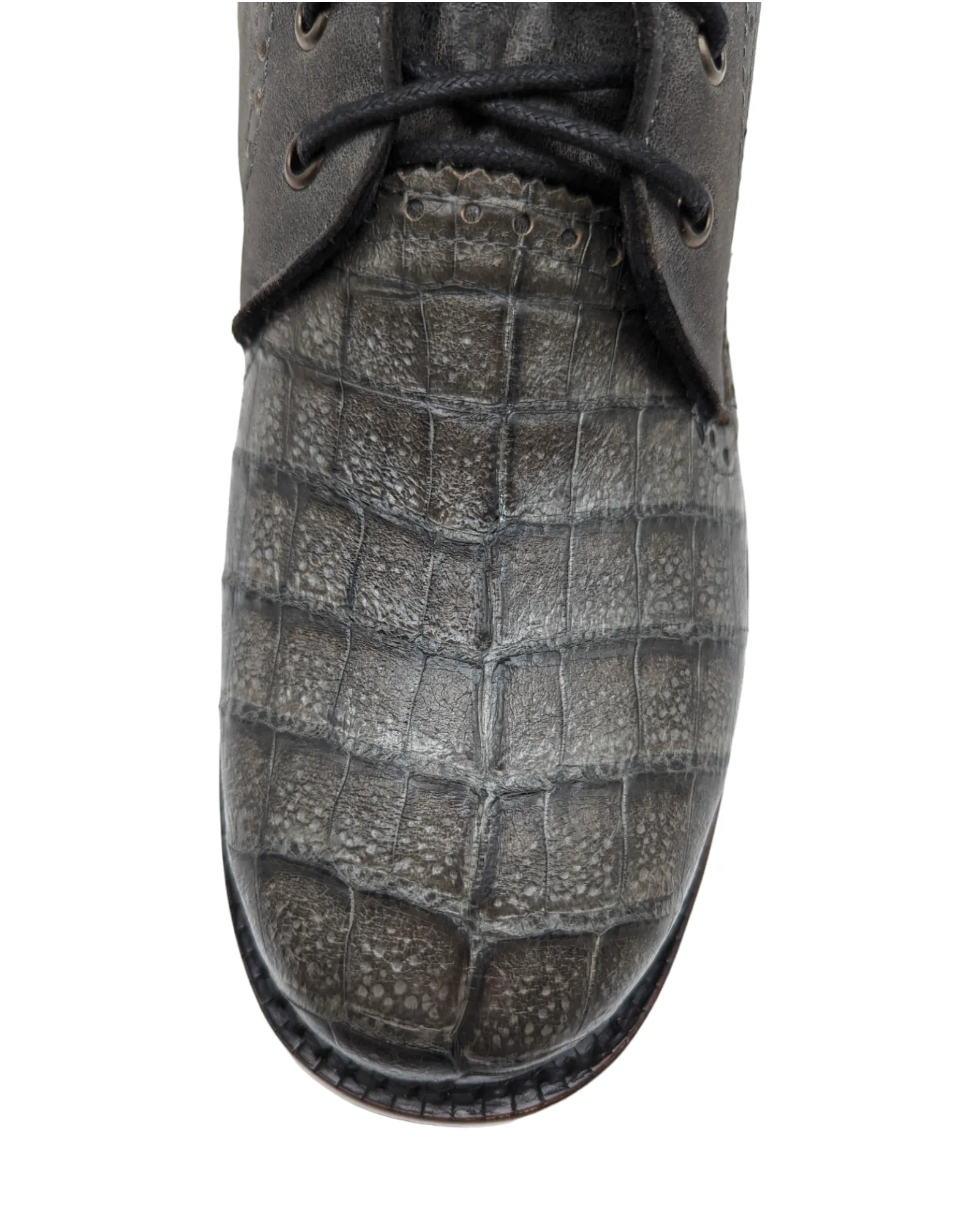 Sobèk's Gunmetal Grey Lace Up Goodyear Welt Alligator Boots