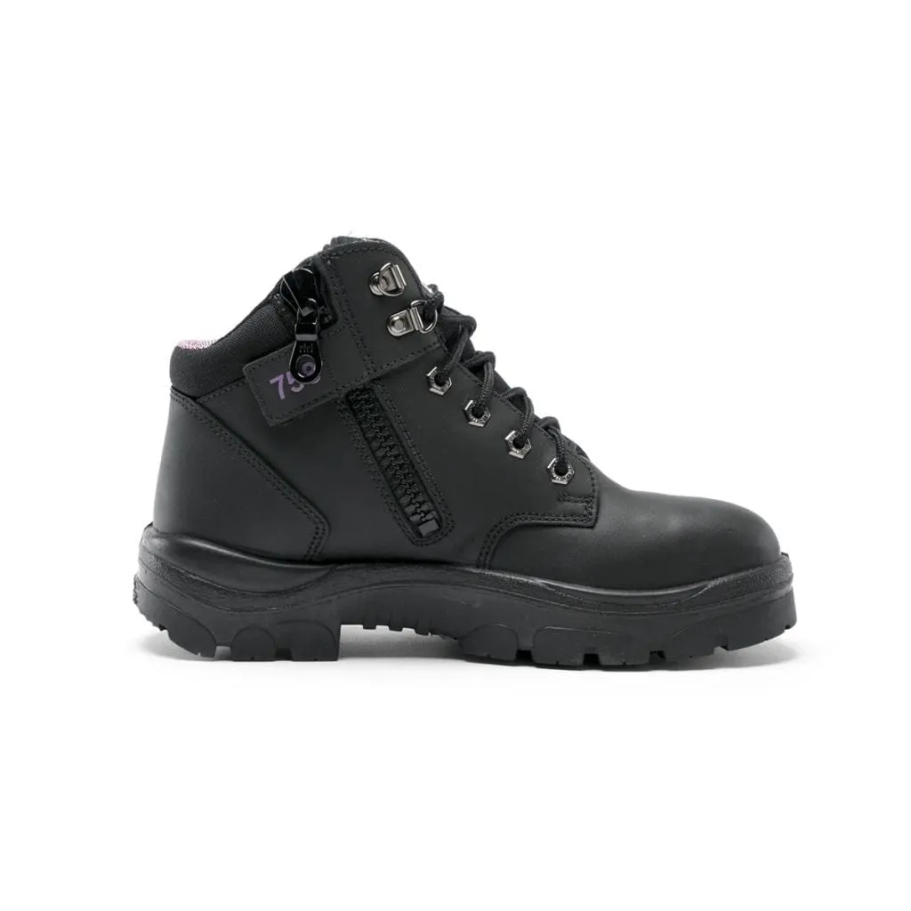 STEEL BLUE PARKES ZIP LADIES BOOTS - BLACK