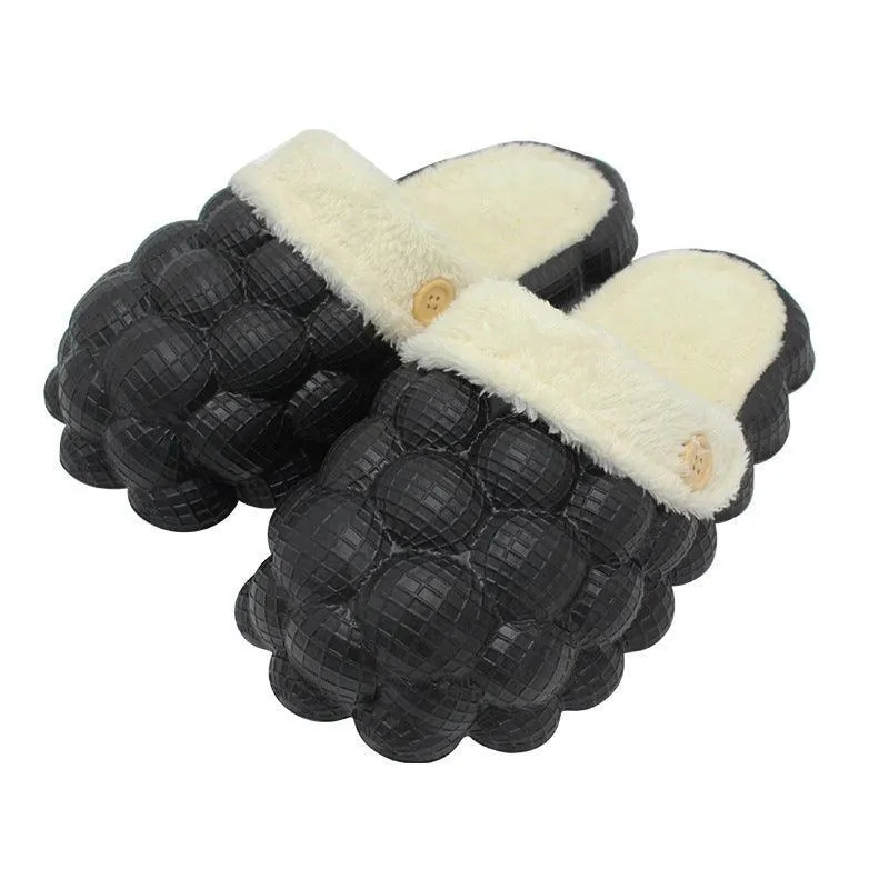 Unisex Bubble Plush Home Slippers – Warm Non-Slip Comfort