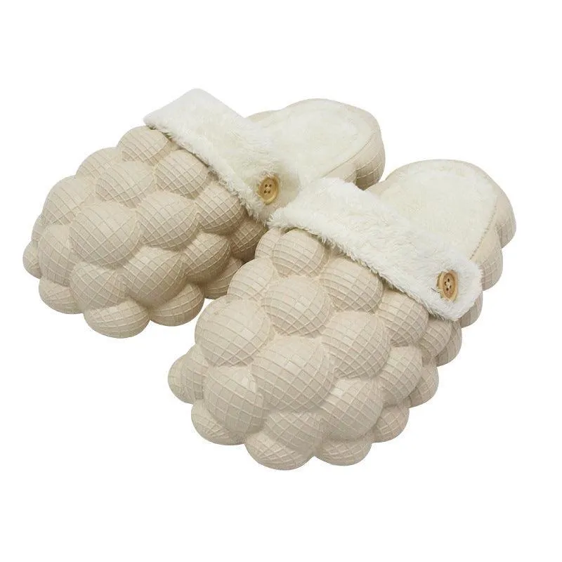 Unisex Bubble Plush Home Slippers – Warm Non-Slip Comfort