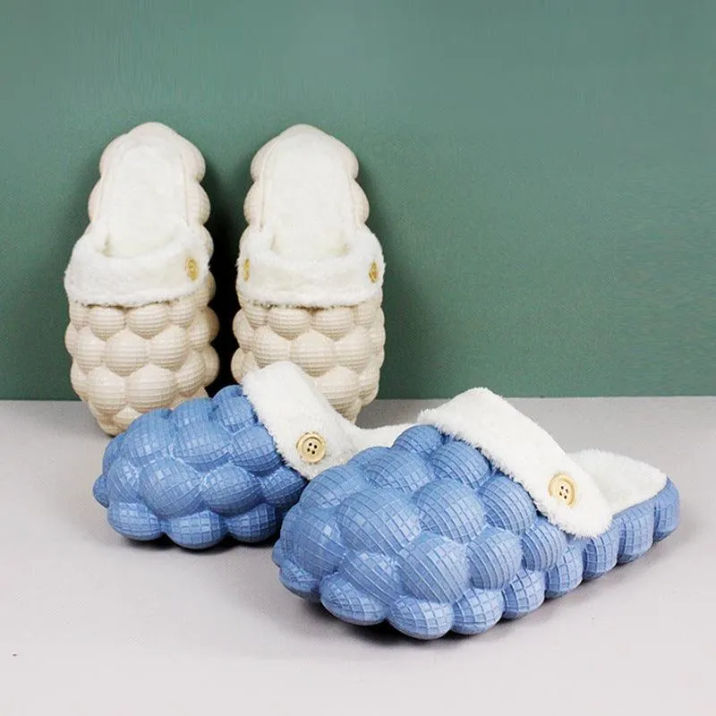 Unisex Bubble Plush Home Slippers – Warm Non-Slip Comfort