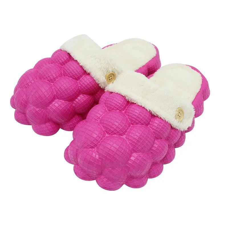 Unisex Bubble Plush Home Slippers – Warm Non-Slip Comfort