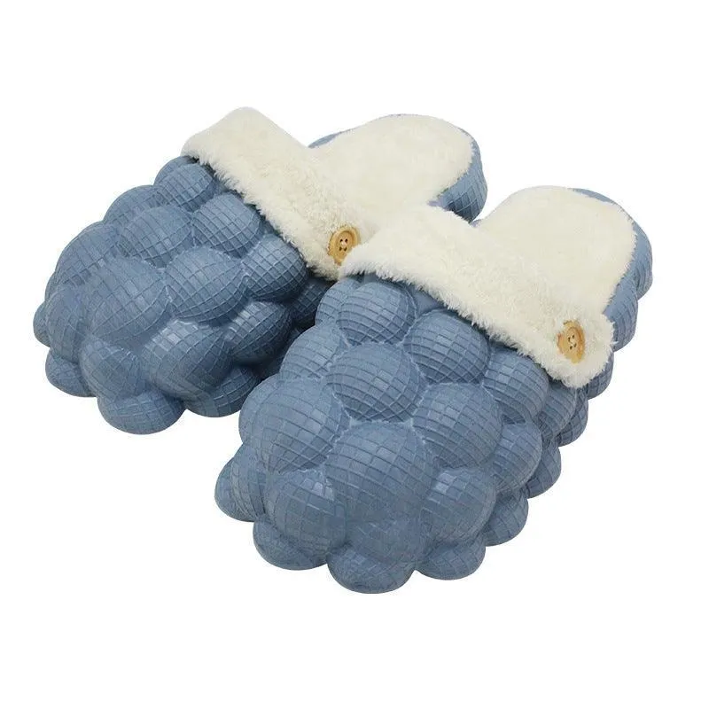 Unisex Bubble Plush Home Slippers – Warm Non-Slip Comfort