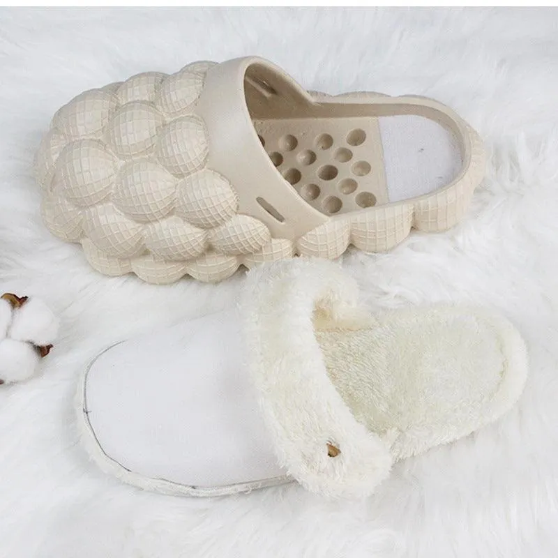 Unisex Bubble Plush Home Slippers – Warm Non-Slip Comfort