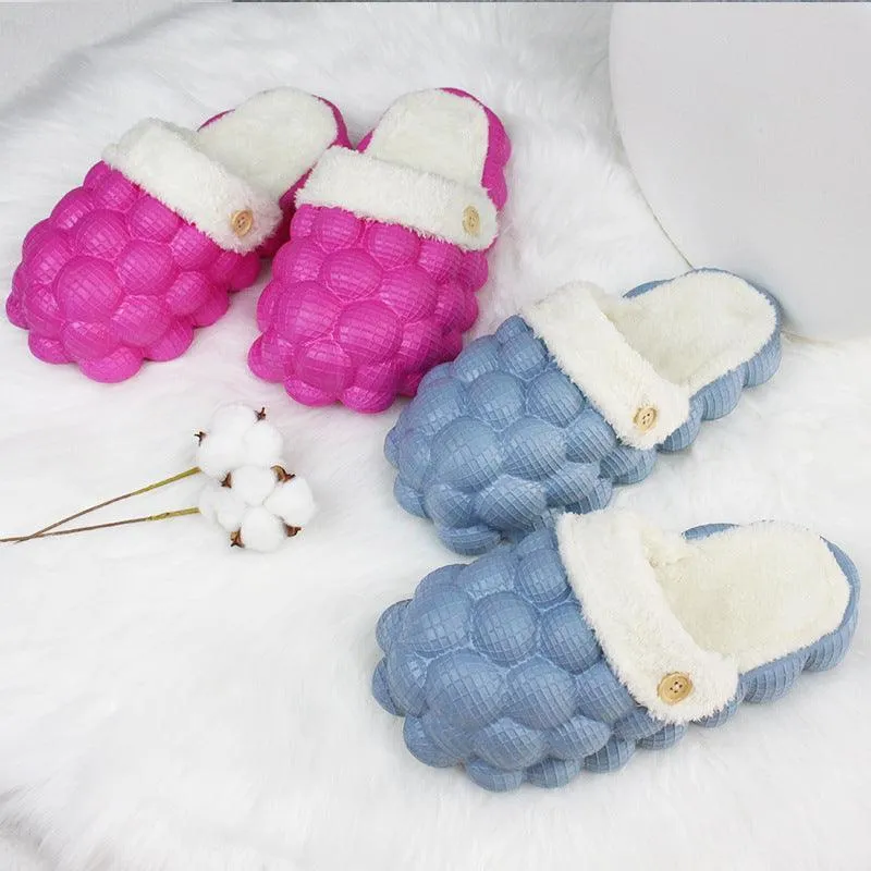 Unisex Bubble Plush Home Slippers – Warm Non-Slip Comfort