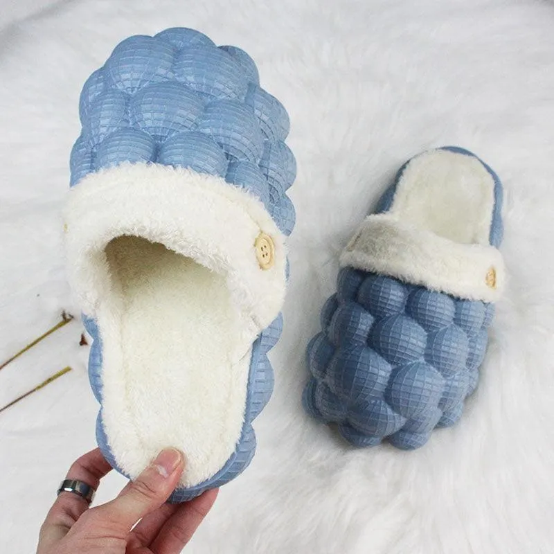 Unisex Bubble Plush Home Slippers – Warm Non-Slip Comfort