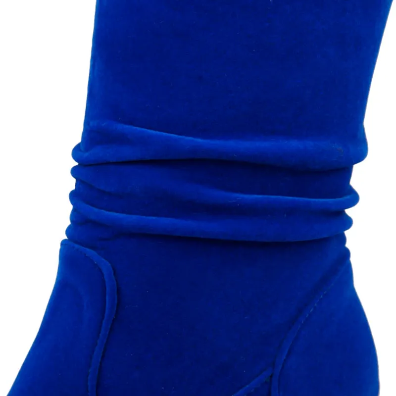 Velvet Knee High Boots with 6cm Heels for Autumn/Winter