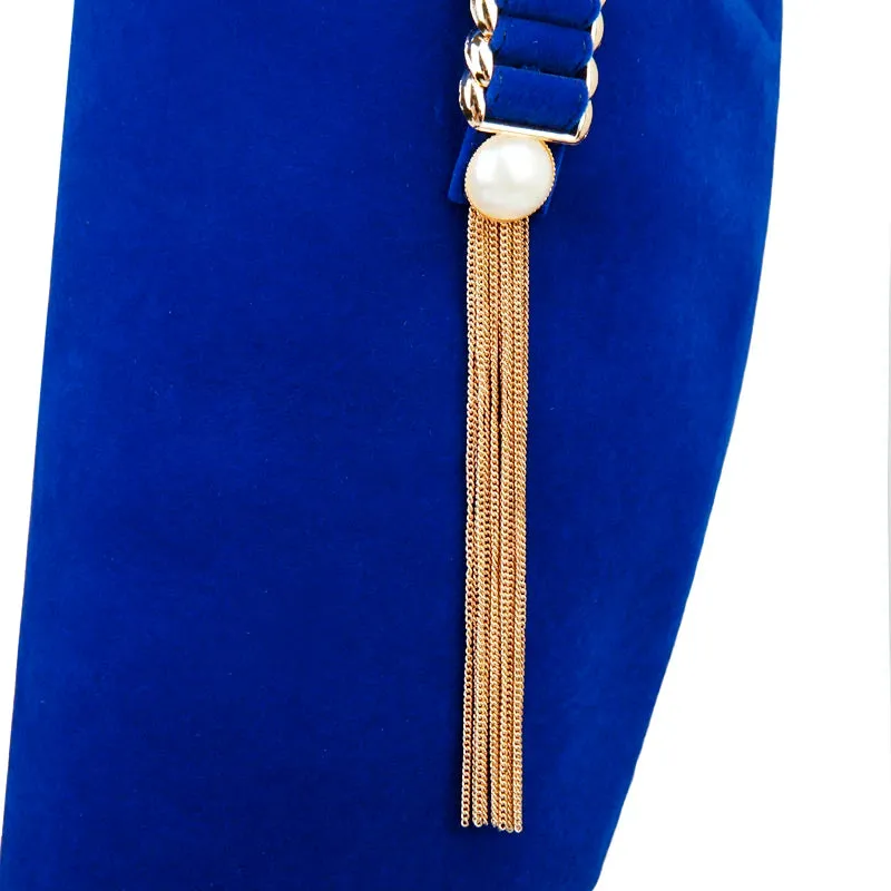 Velvet Knee High Boots with 6cm Heels for Autumn/Winter