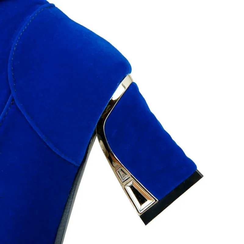 Velvet Knee High Boots with 6cm Heels for Autumn/Winter
