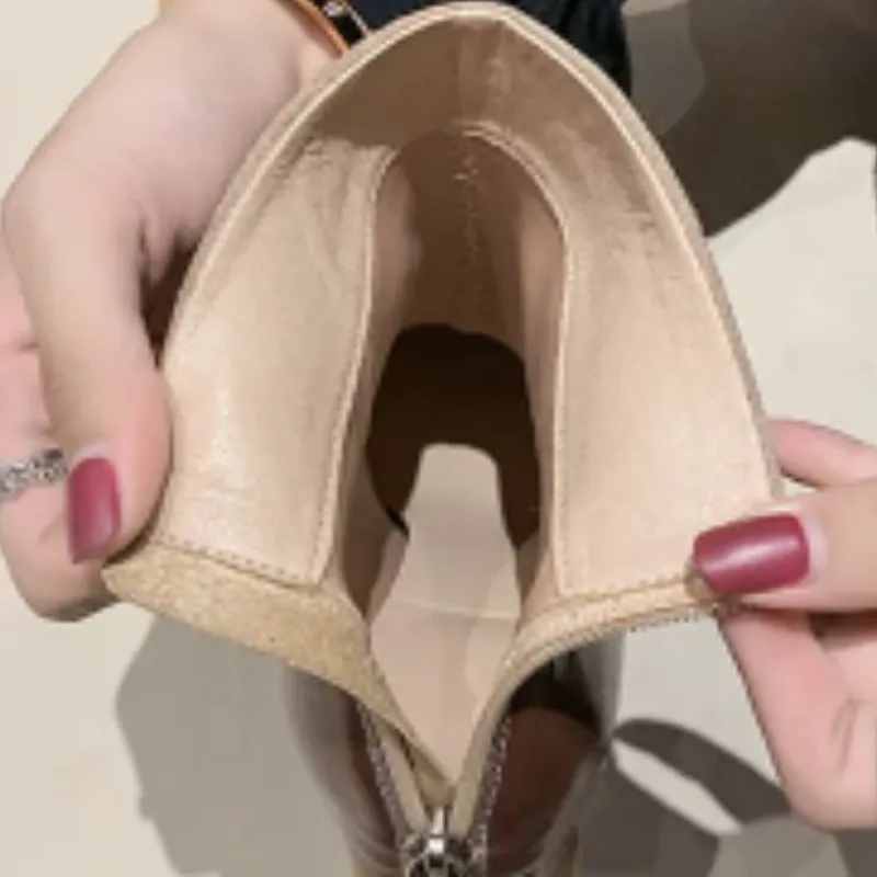 Women - Ankle Boots - Block Heels with Side Zipper - Stylish Footwear for Every Occasion
