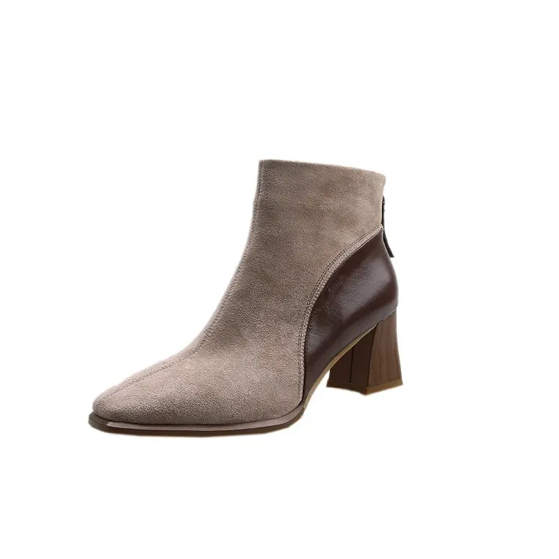 Women - Ankle Boots - Block Heels with Side Zipper - Stylish Footwear for Every Occasion