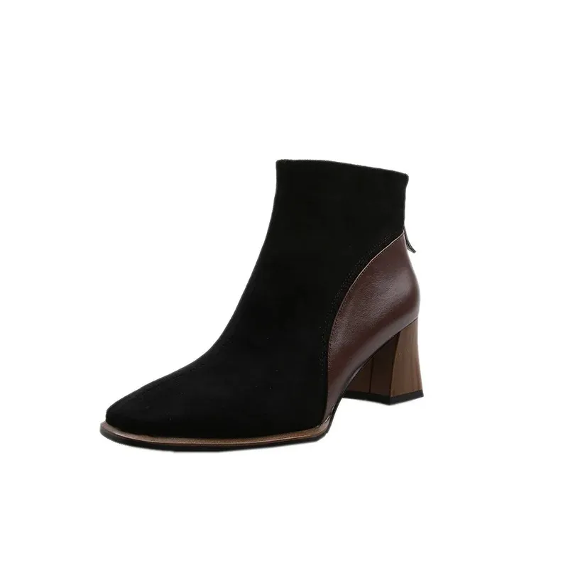 Women - Ankle Boots - Block Heels with Side Zipper - Stylish Footwear for Every Occasion