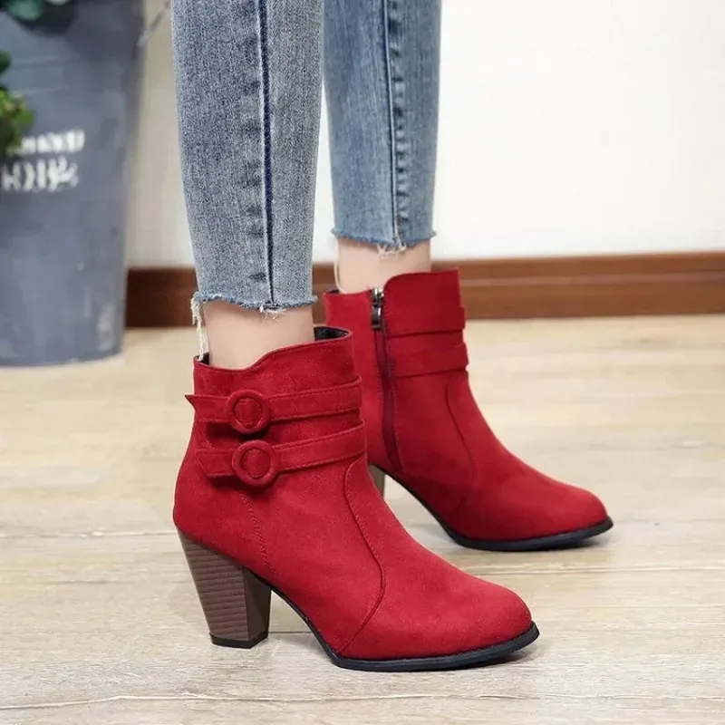 Women - Ankle Boots - Buckle Straps & Zip - Stylish Footwear for Everyday Wear