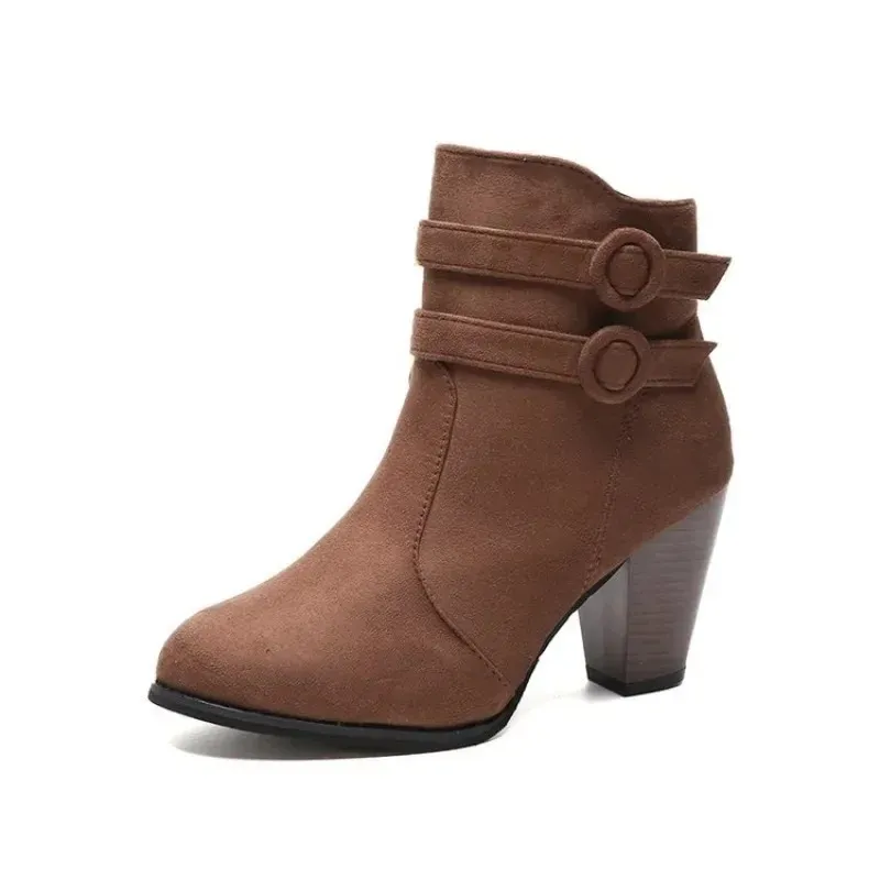 Women - Ankle Boots - Buckle Straps & Zip - Stylish Footwear for Everyday Wear