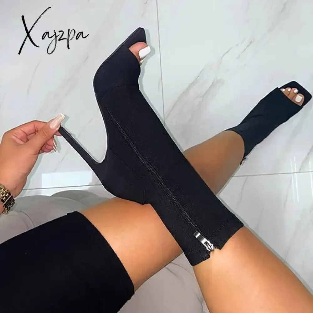 Xajzpa - Peep Toe Ankle Boots