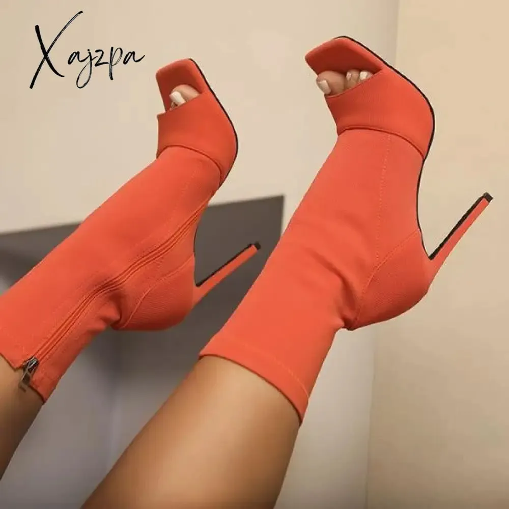 Xajzpa - Peep Toe Ankle Boots