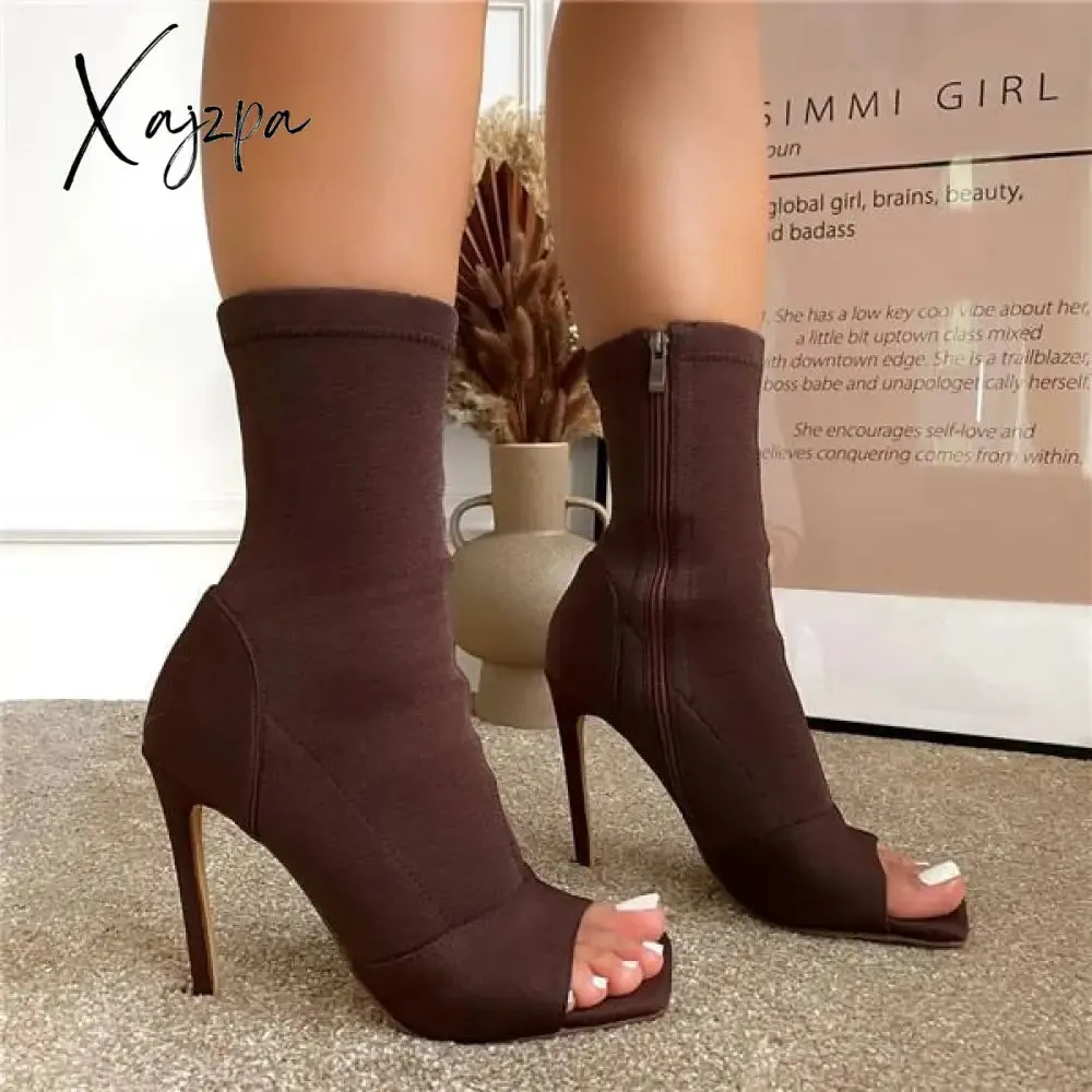 Xajzpa - Peep Toe Ankle Boots